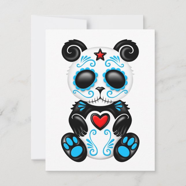 Blue Zombie Sugar Panda auf Weiß (Vorderseite)