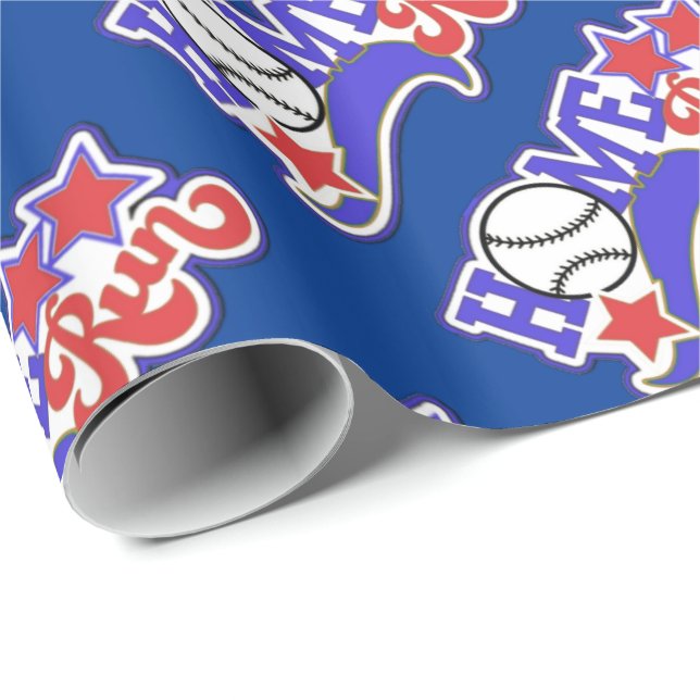Blue Zuhause Run Baseball Geschenkpapier (Rolleneckpunkt)