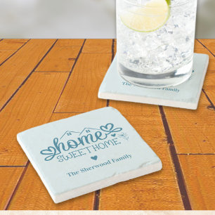 Blue Zuhause Sweet Zuhause Personalisiert Steinuntersetzer