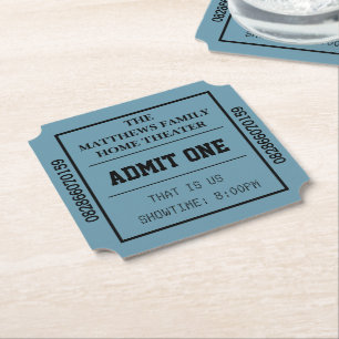 Blue Zuhause Theater Personalisiert Movie Ticket Untersetzer
