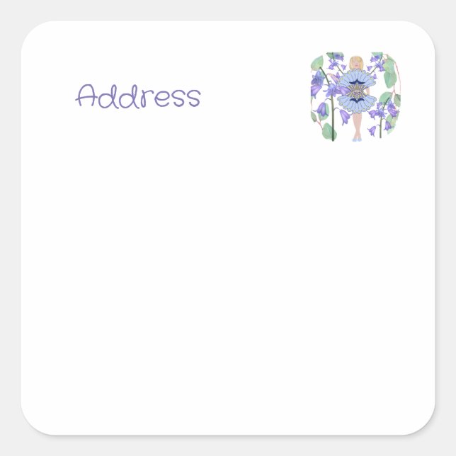 Bluebell Fairy-Adresse Quadratischer Aufkleber (Vorderseite)