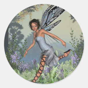 Bluebell-Fee-im Frühjahr Waldland Runder Aufkleber