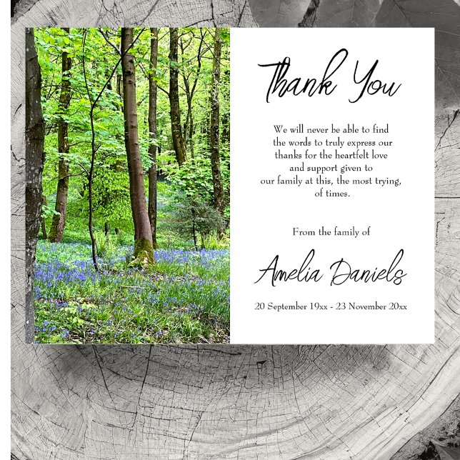 Bluebell Holz im Speicher dank Karte (Woodland Burial Thank You Cards.)