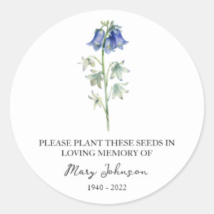 Bluebell Memorial Beerdigung Seed Packet Runder Aufkleber