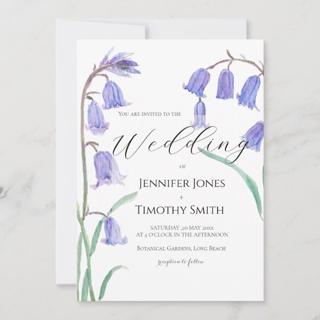 bluebell watercolor wedding invitation  (Devant)