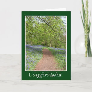 Bluebell Wood Gratulations Card: Welsh Greeting Karte