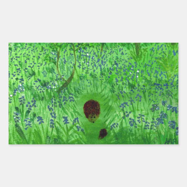 Bluebell Wood Igels Green Rechteckiger Aufkleber (Vorderseite)