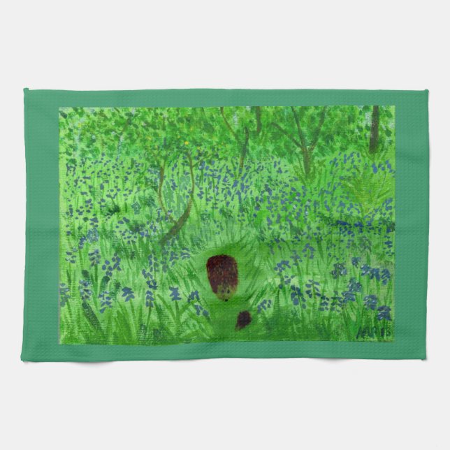 Bluebell Woodland Igels Spring Green Handtuch (Horizontal)