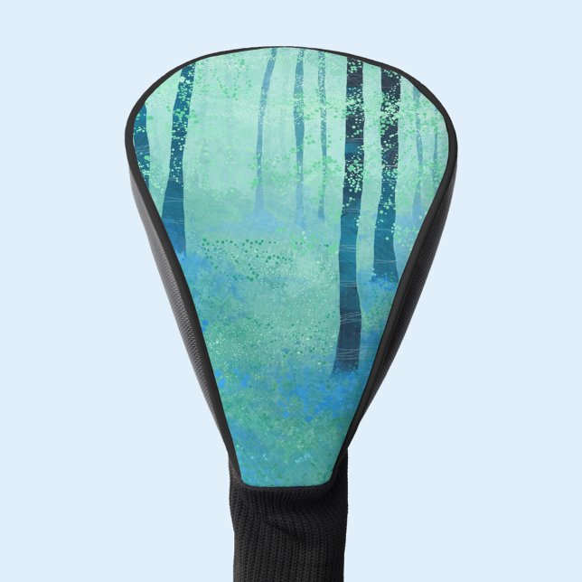 Bluebell Woodland Paiting Golf Headcover (Bluebell woodland landscape abstract forest painting art golf head cover)