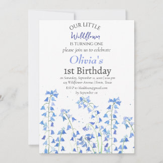 Bluebells 1. Geburtstag Blue Floral Einladung