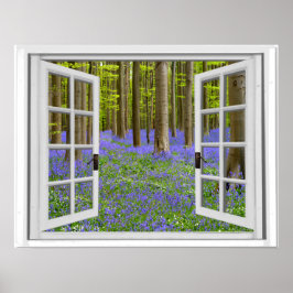 Bluebells and Trees View Faux Window Poster