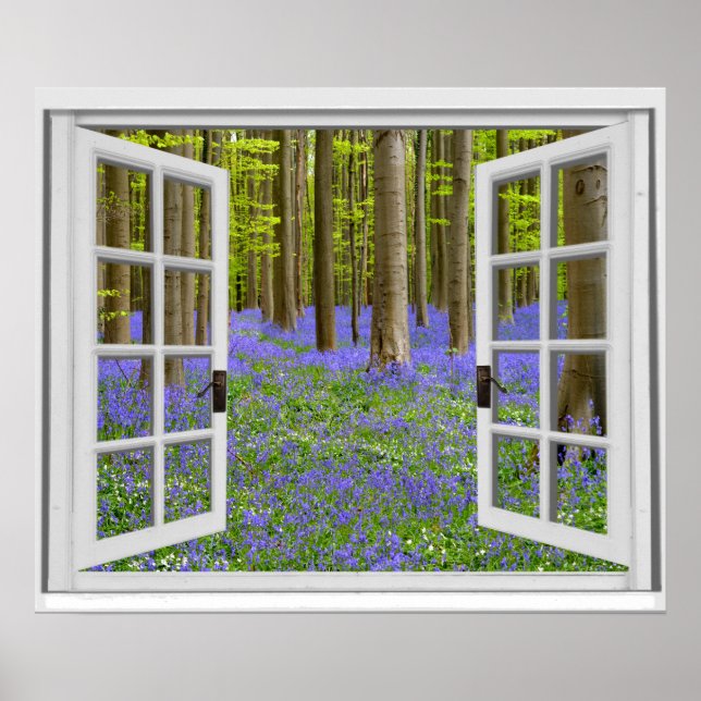 Bluebells and Trees View Faux Window Poster (Vorne)