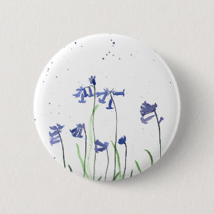 Bluebells Aquarell Blaue Blumen Natur Button