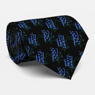 Bluebells Black Monogram Neck Tie Krawatte