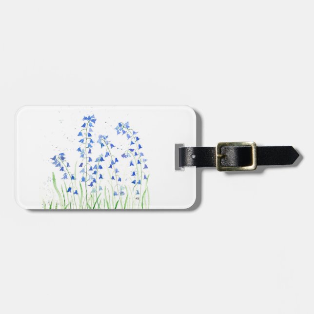Bluebells blaue Blumen Gepäckmarke Gepäckanhänger (Vorderseite horizontal)