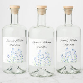 Bluebells Blaue Blumen Wasserfarbenwelt Hochzeit Alkoholflaschenetikett