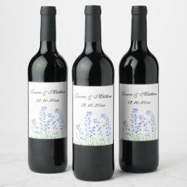 Bluebells Blaue Blumen Wasserfarbenwelt Hochzeit Weinetikett