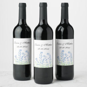 Bluebells Blaue Blumen Wasserfarbenwelt Hochzeit Weinetikett