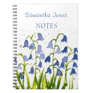 Bluebells Blaue Flora Wasserfarbe Botanische Natur Notizblock