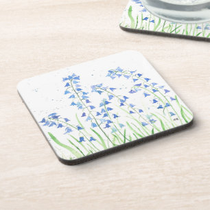 Bluebells blaue Wildblumen Aquarellnatur Art Getränkeuntersetzer