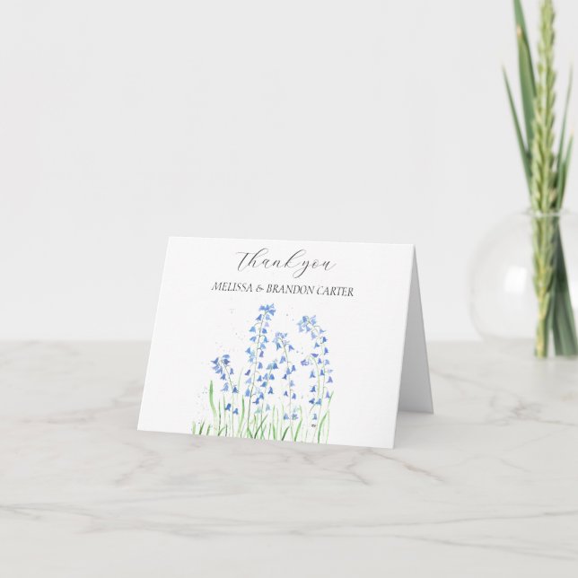 Bluebells Blue Blume Floral Wedding Vielen Dank Dankeskarte (Vorderseite)