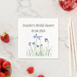 Bluebells Blume Aquarell Blaues Brautparty Serviette