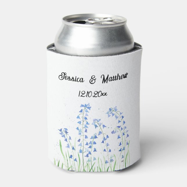 Bluebells Blume Blumen Wasserfarben Natur Hochzeit Dosenkühler (Kanne Vorderseite)