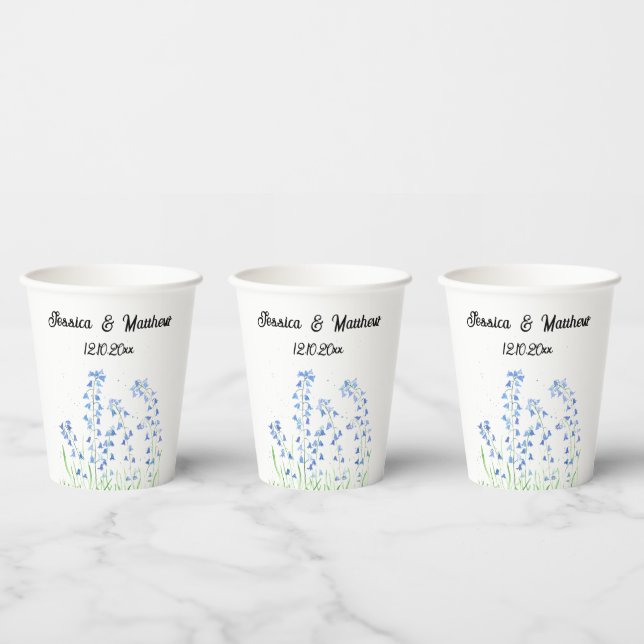 Bluebells Blume Blumen Wasserfarben Natur Hochzeit Pappbecher (Multi)