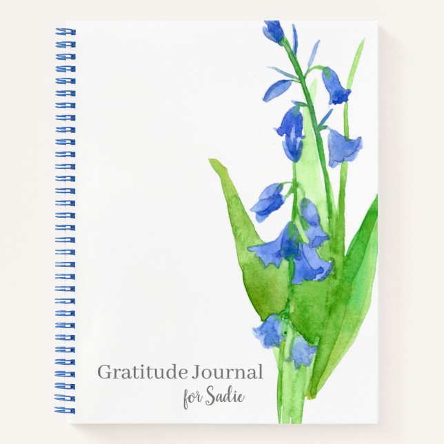 Bluebells Blume Dankbarkeit Personalisiert Journal Notizbuch (Vorderseite)