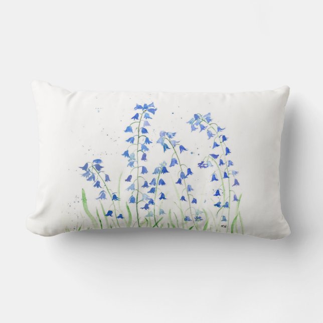 Bluebells Blumen Aquarellblumen Lendenkissen (Vorderseite)