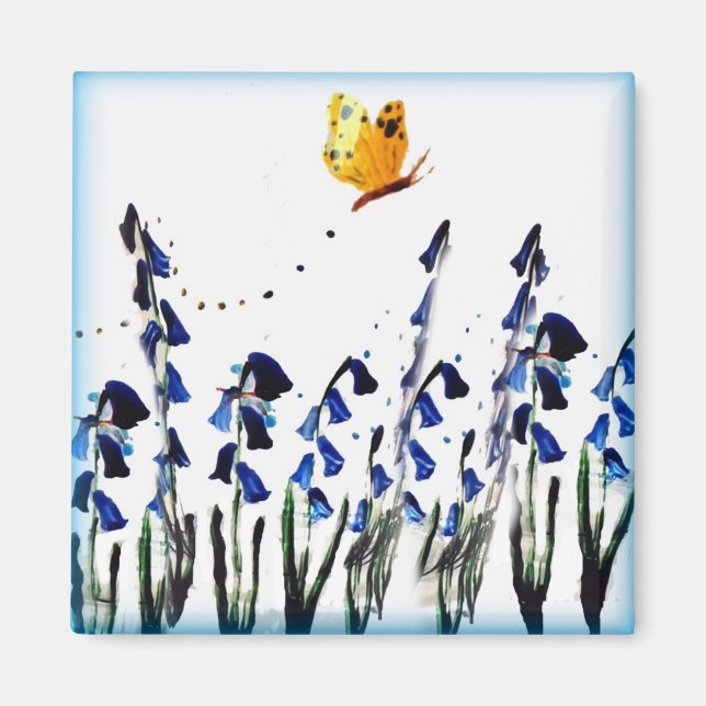 Bluebells Butterfly Bloral Spring Magnet (Vorne)