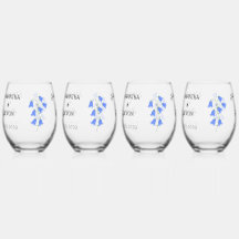 Bluebells Four Stemless Wine Glasses