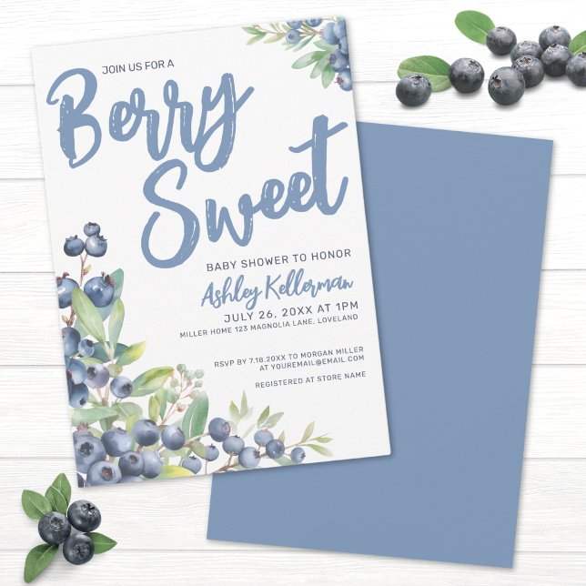 Blueberries Berry Sweet Baby Dusche Einladung (Blueberries Berry Sweet Baby Shower Invitation)