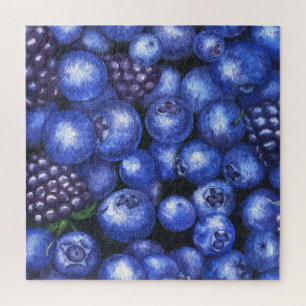Blueberries BlackBerry Watercolor Seamless Patt