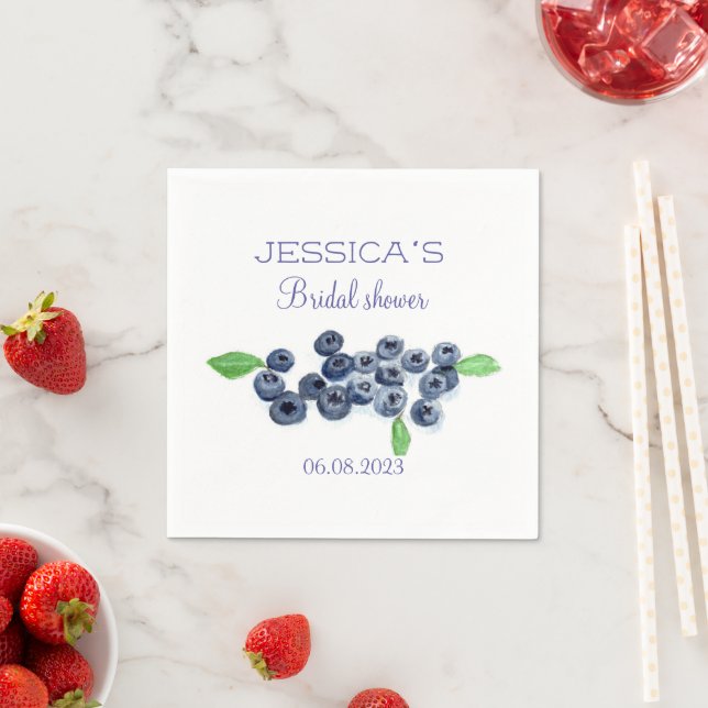 Blueberries Blueberry Frucht Brautparty Party Serviette (Beispiel)