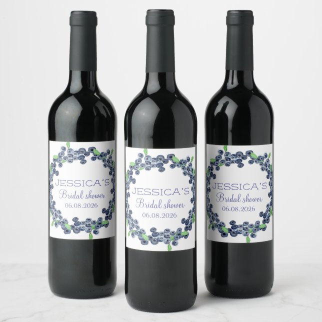 Blueberries Blueberry Frucht Brautparty Party Weinetikett (Flaschen)