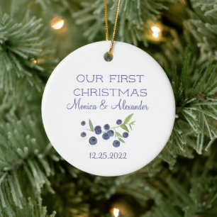 Blueberries Blueberry Frucht Hochzeit Weihnachten Keramik Ornament