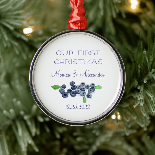 Blueberries Blueberry Frucht Hochzeit Weihnachten Ornament Aus Metall (Baum)