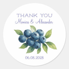 Blueberries Blueberry Fruits Wedding Vielen Dank Runder Aufkleber