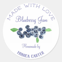 Blueberries Blueberry Jam Homemade Preserve Obstes Runder Aufkleber