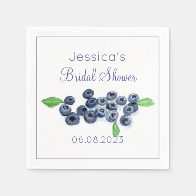 Blueberries Blueberry Summer Brautparty Serviette (Vorderseite)