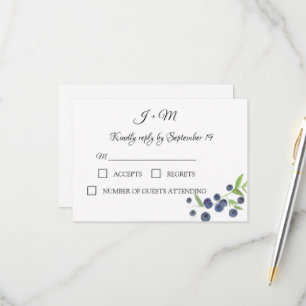 Blueberries Frucht Blueberry Modern Wedding RSVP Karte