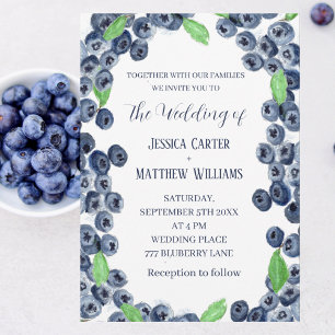 Blueberries Frucht Watercolor Boho Wedding Einladung