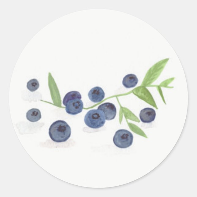 Blueberries Fruchtküche Dekoration Aquarell Runder Aufkleber (Vorderseite)
