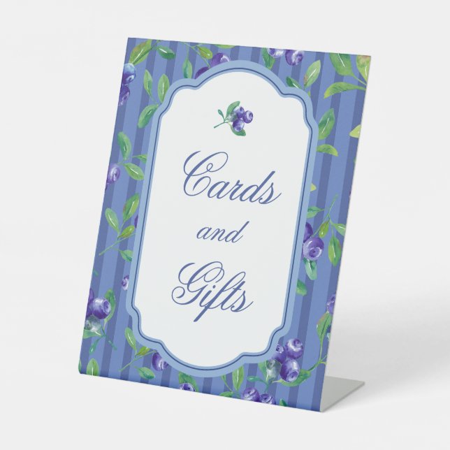 Blueberries Sweet Cards Geschenke Babydusche Sockelschild (Vorderseite)
