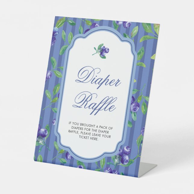 Blueberries Sweet Diaper Raffle Baby Dusche Sockelschild (Vorderseite)