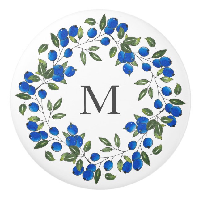 Blueberries Wreath Keramikknauf (Vorderseite)