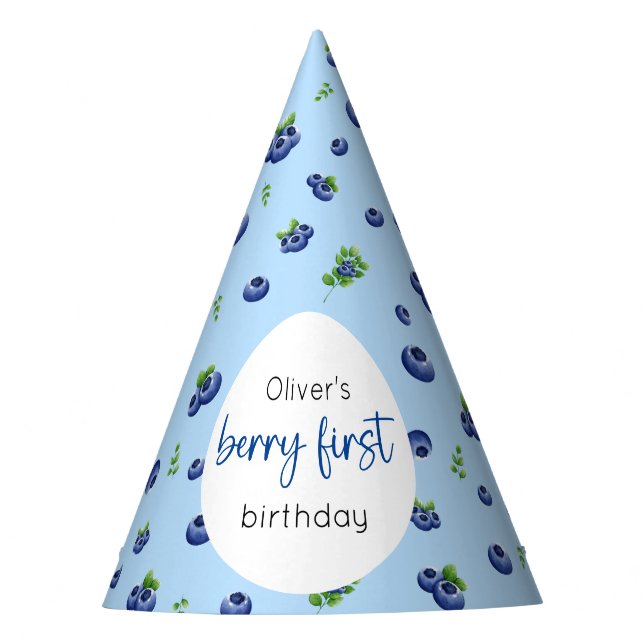 Blueberry 1. Geburtstag Berry First Partyhütchen (Vorderseite)