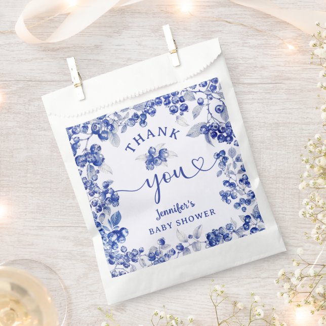Blueberry Baby Dusche Blue Toile De Jouy Geschenktütchen (Ausgeschnitten)