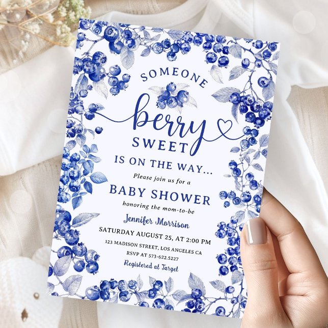 Blueberry Baby Dusche Navy Blue Boy Berry Sweet Einladung (Von Creator hochgeladen)